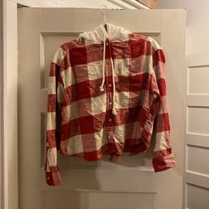 Cropped flannel American eagle sweatshirt